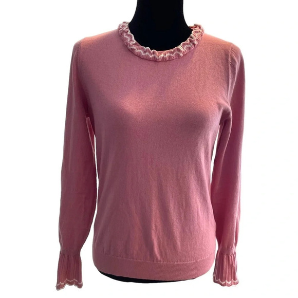 Boden Aimee Pointelle Sweater in Formica Pink Wool blend - Picture 2 of 12